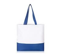 IMFAA 10oz Strong Large(50X40X12) Cm Reusable Grocery Shopping, Fashionable Two-Tone Bags for Crafts, DIY and Creative Designs Cotton Canvas Tote Bag. (Pack-10, Blue & White)