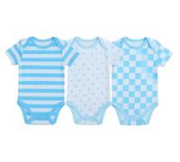 IMFAA Baby Bodysuits - Unisex Short Sleeve 100% Cotton Vests - Pack of 3-5 - Soft & Breathable Fabric - Easy Change Snap Closures - Newborn to 24 M (Col-8 Pack-3, 0-3 M)