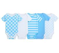 IMFAA Baby Bodysuits - Unisex Short Sleeve 100% Cotton Vests - Pack of 3-5 - Soft & Breathable Fabric - Easy Change Snap Closures - Newborn to 24 M