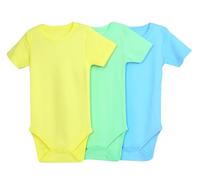 IMFAA Baby Bodysuits - Unisex Short Sleeve 100% Cotton Vests - Pack of 3 - Soft & Breathable Fabric - Easy Change Snap Closures - Newborn to 24 M (Col-9 Pack-3, 9-12 M)