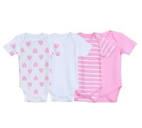 IMFAA Baby Bodysuits - Unisex Short Sleeve 100% Cotton Vests - Pack of 4 - Soft & Breathable Fabric - Easy Change Snap Closures - Newborn to 24 M (Col-16 Pack-4, 3-6 M)