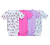 IMFAA Baby Bodysuits - Unisex Short Sleeve 100% Cotton Vests - Pack of 4 - Soft & Breathable Fabric - Easy Change Snap Closures - Newborn to 24 M (Col-15 Pack-4, 6-9 M)