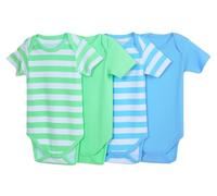 IMFAA Baby Bodysuits - Unisex Short Sleeve 100% Cotton Vests - Pack of 4 - Soft & Breathable Fabric - Easy Change Snap Closures - Newborn to 24 M (Col-7 Pack-4, 9-12 M)