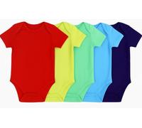 IMFAA Baby Bodysuits - Unisex Short Sleeve 100% Cotton Vests - Pack of 5 - Soft & Breathable Fabric - Easy Change Snap Closures - Newborn to 24 M (Col-3 Pack-5, 6-9 M)