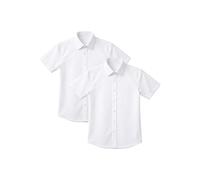 IMFAA Boys’ Premium School Shirts 2-Pack - White, Short Sleeve, Regular Fit, Non-Iron, Quality Fabric, Ideal for Daily School Wear (UK, Age, 12-13Y, W, S-SLV)