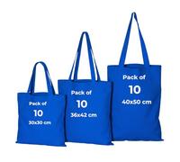 IMFAA Canvas Tote Reusable Shopping Bags, Pack of 10, 100% Cotton, Ideal for Printing and Embroidery in Multi-Colours, Cotton Lining, Machine Wash, Unisex-Adults