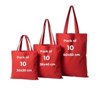 IMFAA Canvas Tote Reusable Shopping Bags, Pack of 10, 100% Cotton, Ideal for Printing and Embroidery in Multi-Colours, Cotton Lining, Machine Wash, Unisex-Adults