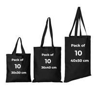IMFAA Canvas Tote Reusable Shopping Bags, Pack of 10, 100% Cotton, Ideal for Printing and Embroidery in Multi-Colours, Cotton Lining, Machine Wash, Unisex-Adults