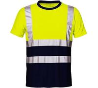 IMFAA Hi Viz High Visibilty T-Shirts Short Sleeve Workwear Security Safety Reflective Tape Shirts Tops Yellow Orange Navy(Yellow/Navy,XXL)