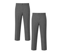 IMFAA Kids School Uniform Trousers/Pants -Pull-On Adjustable Elastic Waist - Grey & Black - No Zip or Hook (UK, Age, 12-13Y, Grey P-2)