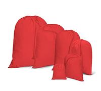 IMFAA Large(40x50) Drawstring Laundry Sack, Stocking, Storage, Muslin 100% Cotton Shopping Bags. (Pack-100, Red)