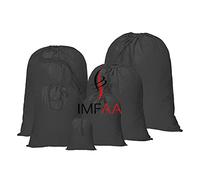 IMFAA Large(40x50) Drawstring Laundry Sack, Stocking, Storage, Muslin 100% Cotton Shopping Bags. (Pack-25, Black)