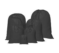 IMFAA Large(40x50) Drawstring Laundry Sack, Stocking, Storage, Muslin 100% Cotton Shopping Bags. (Pack-50, Black)