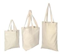 Pack of 10 Long Lasting 100% Cotton Canvas Tote Reusable Shopping Bags. Natural Colour Ideal for Printing and Embroidery. (10, Small(30x30+30) Cm)