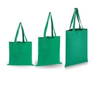 IMFAA Pack of 10 Premium Quality Long Lasting 100% Cotton Canvas Tote Reusable Shopping Bags Ideal for Printing and Embroidery (Green,Large 50x40x60)