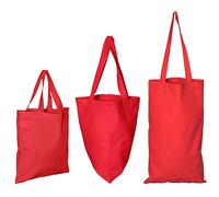 IMFAA Pack of 10 Premium Quality Long Lasting 100% Cotton Canvas Tote Reusable Shopping Bags Ideal for Printing and Embroidery (Red,Large 50x40x60)