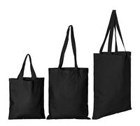 IMFAA Pack of 10 Premium Quality Long Lasting 100% Cotton Canvas Tote Reusable Shopping Bags Ideal for Printing and Embroidery (Black,Large 50x40x60)
