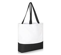 IMFAA Plain 10oz Strong Large(50X40X12) Cm Reusable Grocery Shopping, Fashionable Two-Tone Bags for Crafts, DIY and Creative Designs Cotton Canvas Tote Bag. (Black & White, Pack-1)