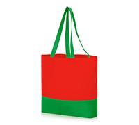 IMFAA Plain 10oz Strong Large(50X40X12) Cm Reusable Grocery Shopping, Two-Tone Bags for Crafts, DIY and Creative Designs Cotton Canvas Tote Bag (Red&Green Pack-3)