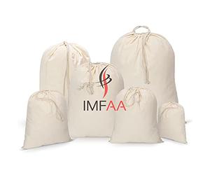 IMFAA Plain Drawstring/Sack/Stocking/Storage/Laundry/Muslin Cotton Shopping Bags (5, Large(40x50) CM)