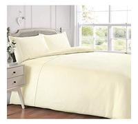 IMFAA Plain Duvet Cover Set Poly-Cotton With Pillow Case Easy Care Bed Set (Super King, Cream)
