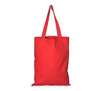 IMFAA Plain Large (50x40+60) Cm Tote 100% Cotton Canvas Reusable Shoulder/Hand Tote Shopping Bags. (Red, 100)