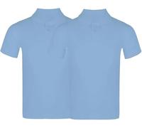 IMFAA Sky Blue Pack of 2 Kids Boys and Girls School Uniform Polo Plain Short Sleeve Tops Shirts Outdoor Gym Sports Wear (Sky Blue 4 Years)