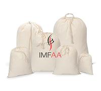 IMFAA Small(25x30) Drawstring Laundry Sack, Stocking, Storage, Muslin 100% Cotton Shopping Bags. (Pack-3, Natural)