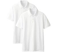 IMFAA White Pack of 2 Kids Boys and Girls School Uniform Polo Plain Short Sleeve Tops Shirts Outdoor Gym Sports Wear (White 7-8 Years)