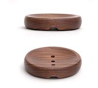 IMFILM 2 Pack Wooden Soap Dishes with Draining Tray, Black Walnut Wood Bar Soap Holder Soap Case Sponges Holder Soap Saver for Shower, Bathroom, Kitchen