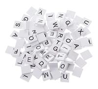 imFreienawn 【100pcs】 white wood chips diy English alphabet puzzle literacy squares baby intellectual development wood chips【white】