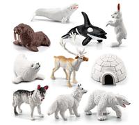 imFreienawn 10Pcs Animal Figures for Toddlers, Realistic Cognitive Polar Bear Animal Toys, Simulation Figures, Desktop Arctic Decor Learning Toy for Toddlers