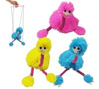imFreienawn 3Pcs Marionette Puppets Yarn Ostrich Puppet with String Colorful Bird String Puppet, Stuffed Plush Parent-Child Interactive Puppets Educational Toys for Kids GiftMarionette