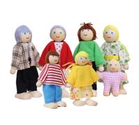 imFreienawn Dollhouse People 7PCS Dress-Up Family Dollhouse Dolls Cute Small Wood Dolls Figures Include Grandpa, Grandma, Mom, Dad, Boy and Girl Style 1Dollhouse People