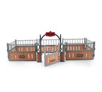 imFreienawn Horse Stable Playset Fence 17.3x7.9x5.9'' Realistic Plastic Horse Barn Playset Fence Imaginary & Creative Educational Toys Accessories for Lovers Barn
