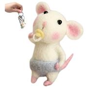 imFreienawn Needle Felting Starter Kit, Unfinished Wool Felt Mouse Craft Kit, Needle Felting Mice, Wool Felt Set for Beginners, for DIY Craft