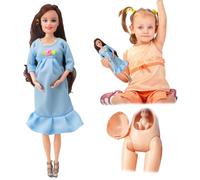 imFreienawn Pregnant Doll 11.5" ABS Plastic Pregnant Mother Toy With Baby Doll Creative With A Baby In Her Tummy for Kids Gift, Blue