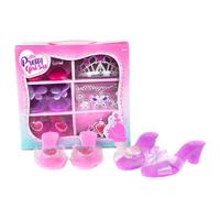 imFreienawn Princess Dress Up Shoes Set Fashion Princess Dress Up Accessories of Crowns, Necklaces & Earrings Cute Toddler Heels Role Play Collection for Little GirlsPrincess Shoes