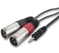 IMG STAGE LINE - 3.5mm Stereo Jack Plug to 2x 3 Way XLR Plugs Lead, 1m Black