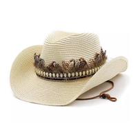 IMGASDCSD Hat Straw Cowboy Hat Brim Sun Hat With Feather Decoration For Men Women Multicolor(Colour 5)