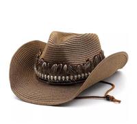 IMGASDCSD Hat Straw Cowboy Hat Brim Sun Hat With Feather Decoration For Men Women Multicolor(Colour 3)