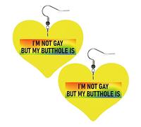 I'MGay But My Butthole Is Leather Earrings For Women Dangle Earring Drop Heart Pendant With Hook Gifts For Adult Girl