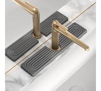 IMGROSE Faucet Mat for Kitchen Sink, Diatomite Stone Drying Sink Protectors, Bathroom Faucet Splash Guard, Quick Dry Water Absorbing, Non-Slip Stone Tray for Kitchen Counter, Grey, 15.7" x 3.9"