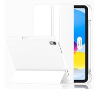 iMieet Case for iPad (A16)/iPad 10th Generation [11-Inch 2025/10.9 Inch 2022], Trifold Stand Smart Cover with Pencil Holder and Soft TPU Back, Supports Touch ID(White)
