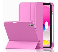 iMieet Case for iPad (A16)/iPad 10th Generation [11-Inch 2025/10.9 Inch 2022], Trifold Stand Smart Cover with Pencil Holder and Soft TPU Back, Supports Touch ID(Peach Red)