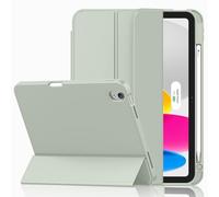 iMieet Case for iPad (A16)/iPad 10th Generation [11-Inch 2025/10.9 Inch 2022], Trifold Stand Smart Cover with Pencil Holder and Soft TPU Back, Supports Touch ID(Sega Green)