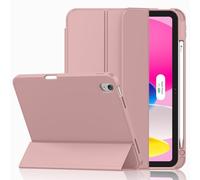 iMieet Case for iPad (A16)/iPad 10th Generation [11-Inch 2025/10.9 Inch 2022], Trifold Stand Smart Cover with Pencil Holder and Soft TPU Back, Supports Touch ID(Dark Salmon)