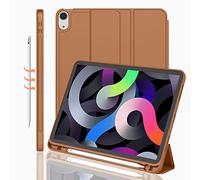 iMieet Case for iPad Air 11 inch M3 (2025) / M2 (2024), iPad Air 5th/4th Generation 2022/2020 10.9 inch Case with Pencil Holder, Trifold Stand with Soft TPU Back (Brown)