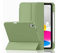 iMieet for iPad 10th Generation Case 10.9 Inch 2022 with Pencil Holder, Slim Trifold Stand Protective Cover with Soft TPU Back and Auto Sleep/Wake, Olive Green