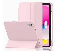 iMieet for iPad 10th Generation Case 10.9 Inch 2022 with Pencil Holder, Slim Trifold Stand Protective Cover with Soft TPU Back and Auto Sleep/Wake, Pink